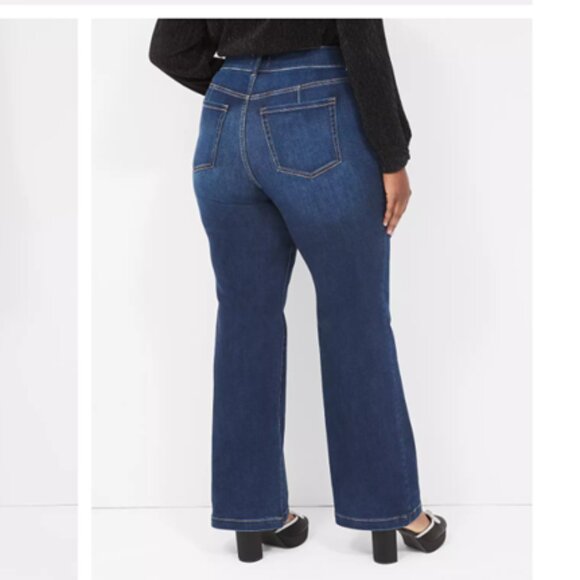 LANE BRYANT NWT Size 16 Pull-On High Rise Boot Jean Dark Wash Boot Pants Denim - Picture 2 of 15